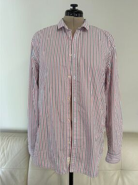 Sisley slim-fit shirt featuring a red, white, and blue striped pattern